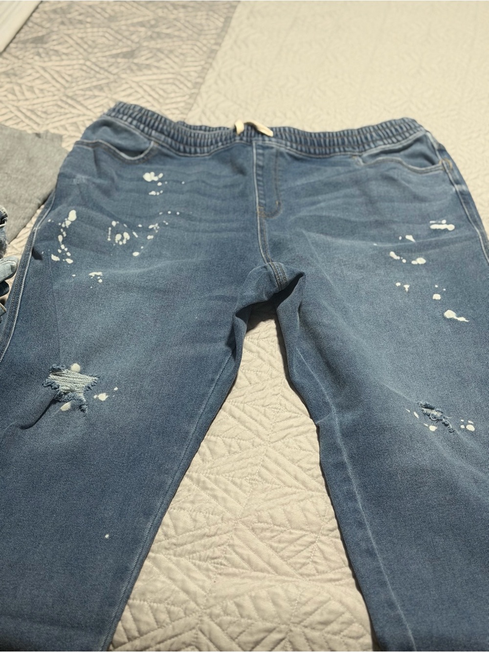 Lane Bryant Blue Wide Leg Jeans with Paint-Splatter Detail